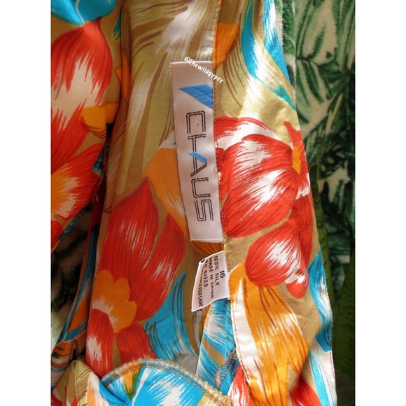 Vintage 80s 100% silk Hawaiian blouse top π - Picture 4 of 5